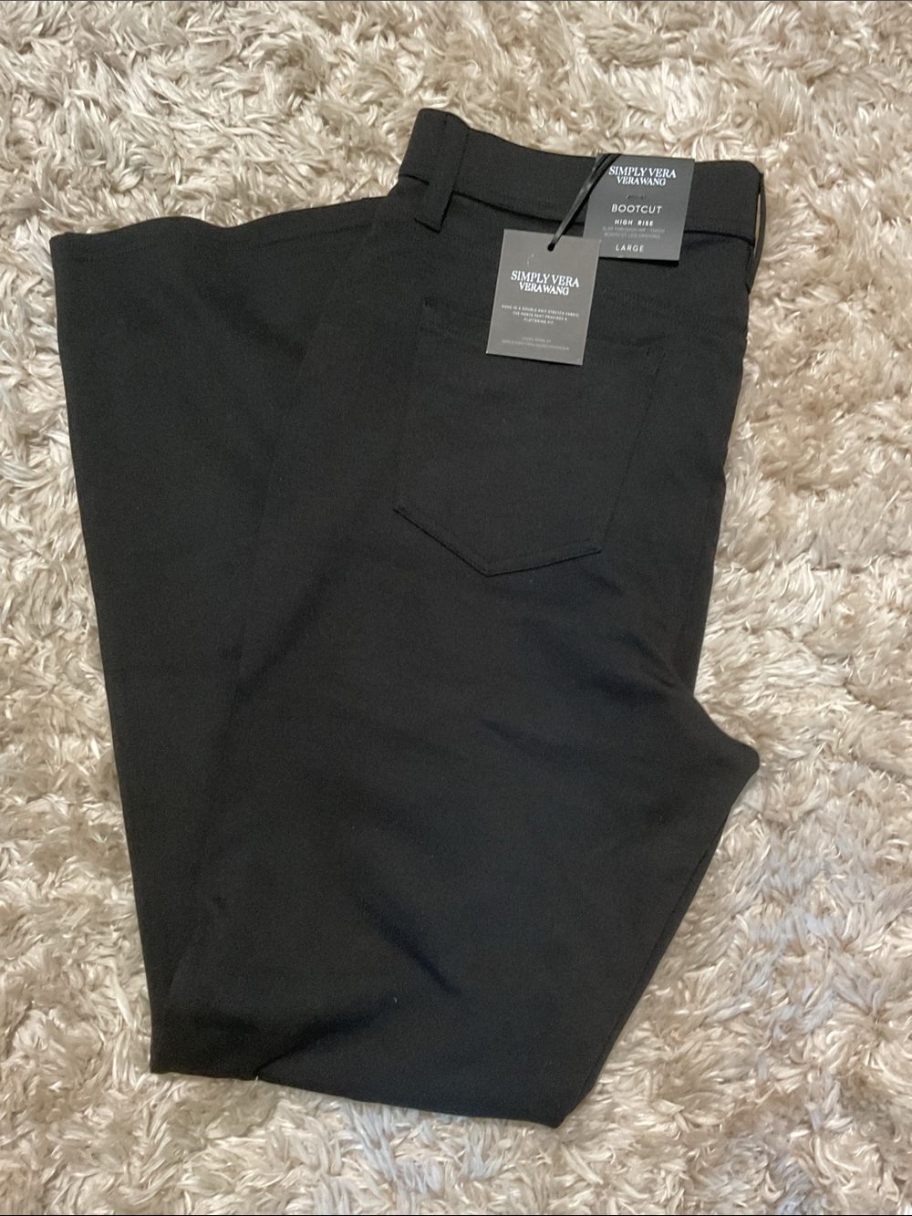 Simply Vera Wang Bootcut Pants Black Large Short